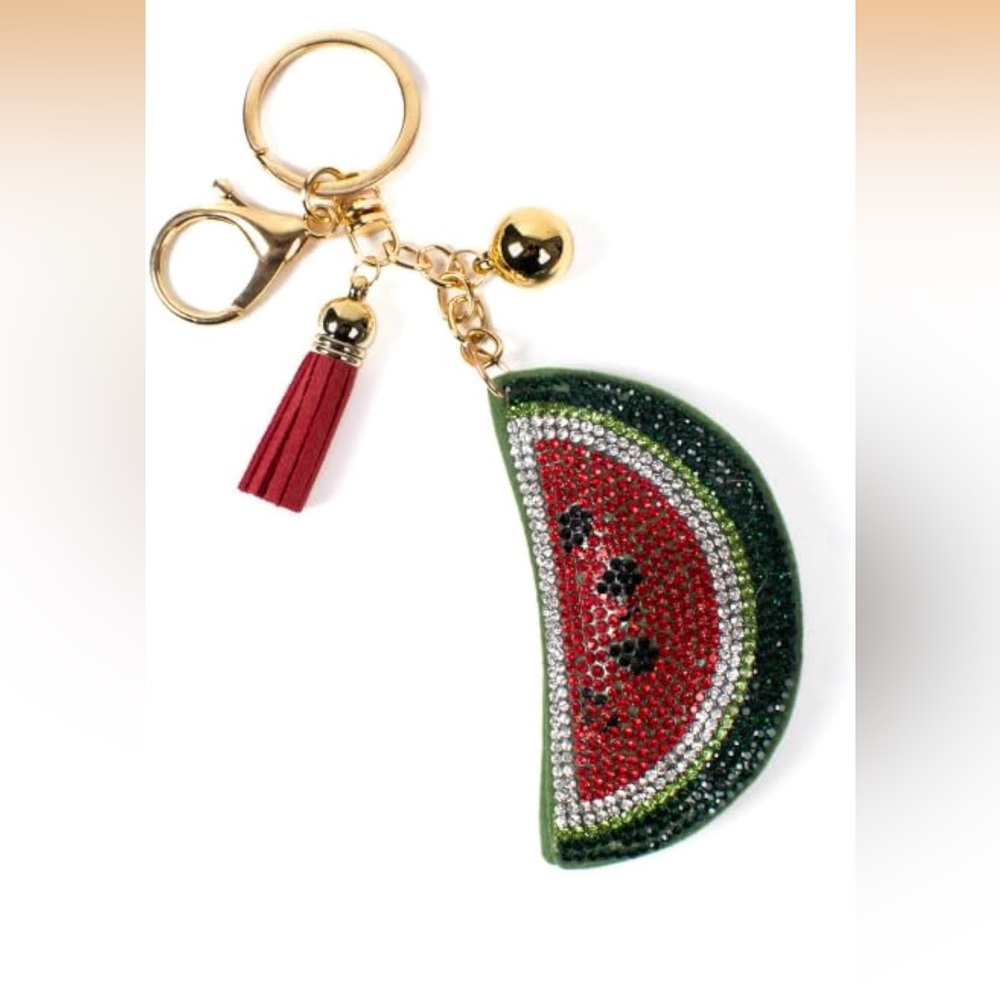 Watermelon rhinestone keychain purse charm